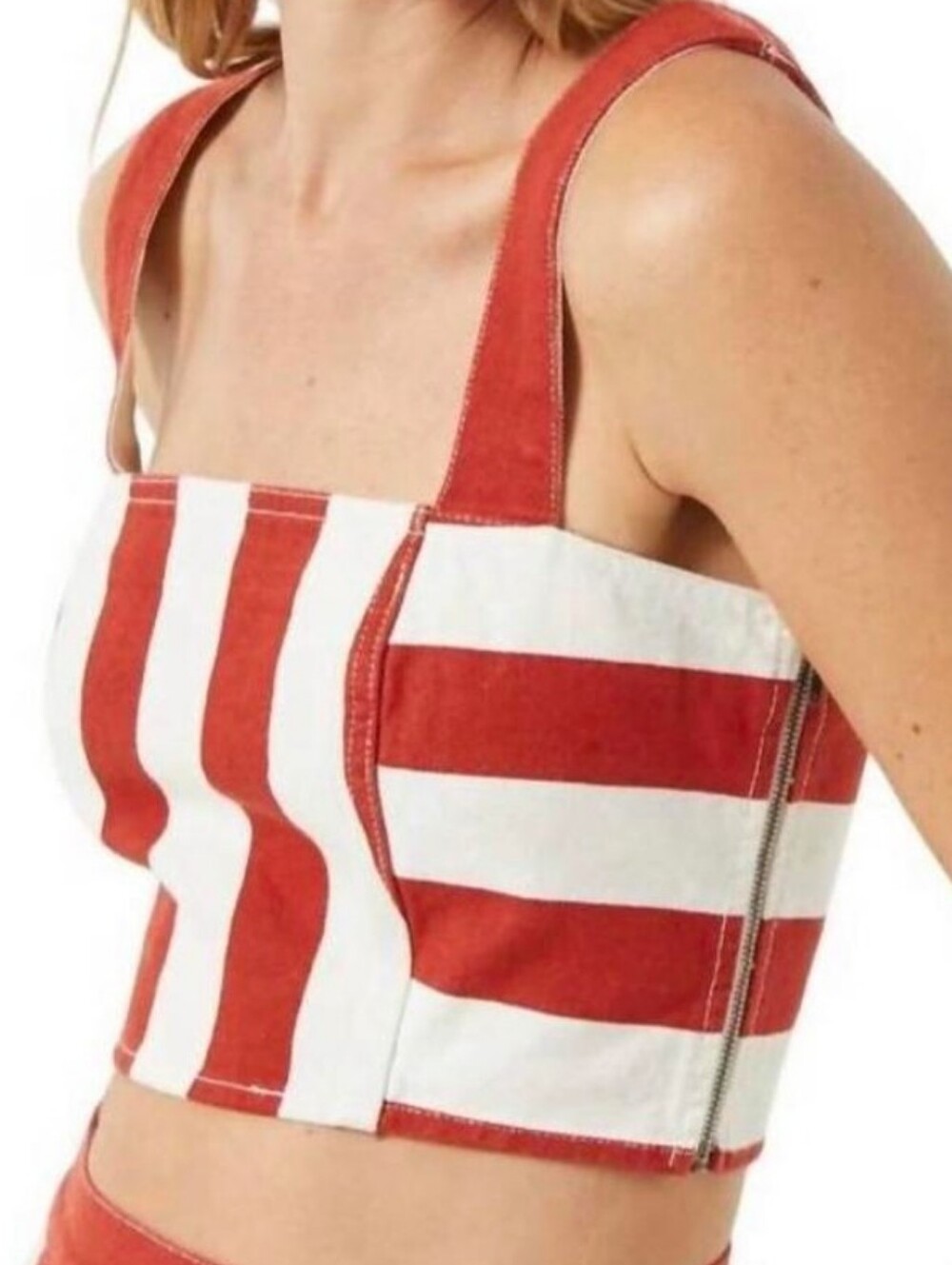 NWT RHODE Maddie Top in Brick Cabana Stripe Size 12 New